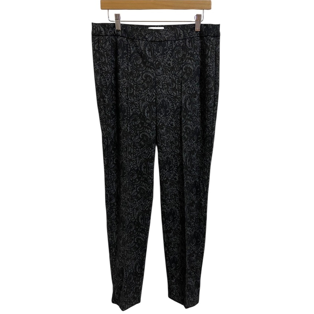 Laura Paisley Jacquard Black Metallic Quiet Luxury Vintage Boho‎ Luxe Pants 12